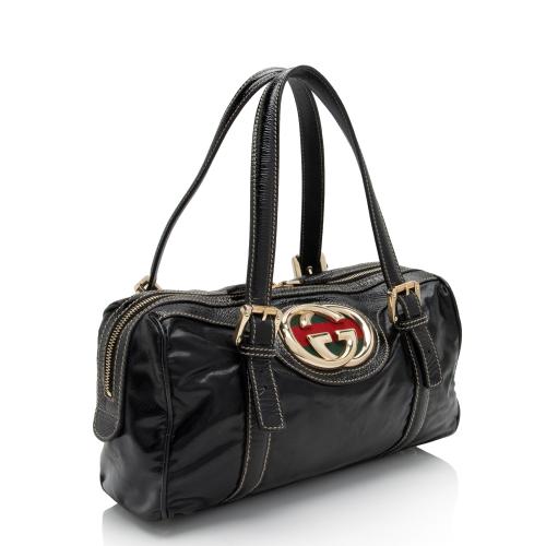 Gucci Patent Leather Britt Small Boston Bag