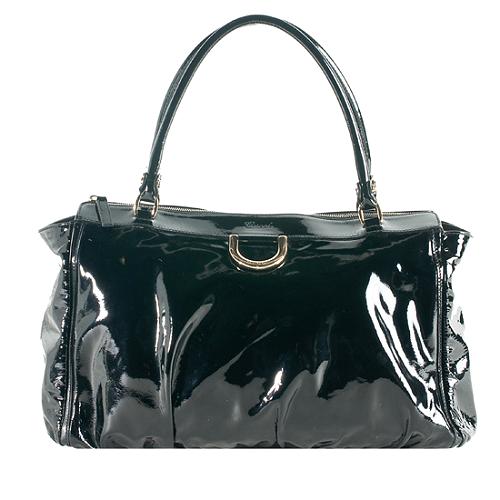 Gucci Patent Leather D Gold Medium Tote