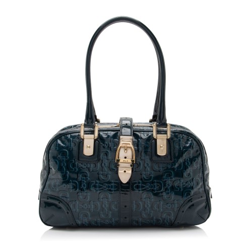 Gucci Embossed Horsebit Patent Leather Satchel