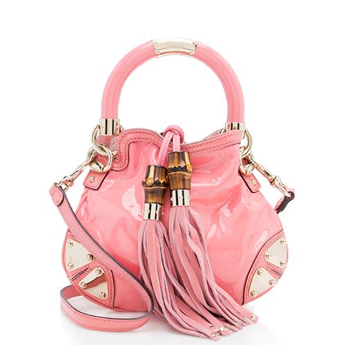 Gucci Patent Leather Indy Mini Top Handle Shoulder Bag