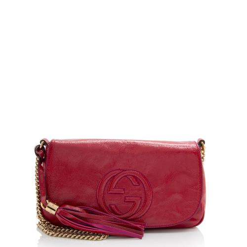 Gucci Patent Leather Soho Medium Flap Bag