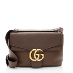 Gucci Pebbled Leather GG Marmont Shoulder Bag