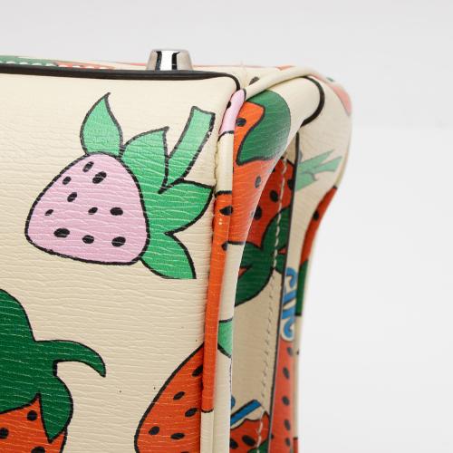 Gucci Printed Leather Strawberry Zumi Medium Tote