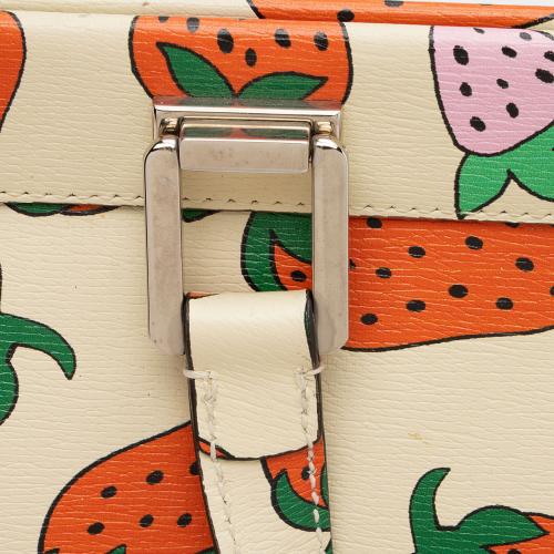 Gucci Printed Leather Strawberry Zumi Medium Tote