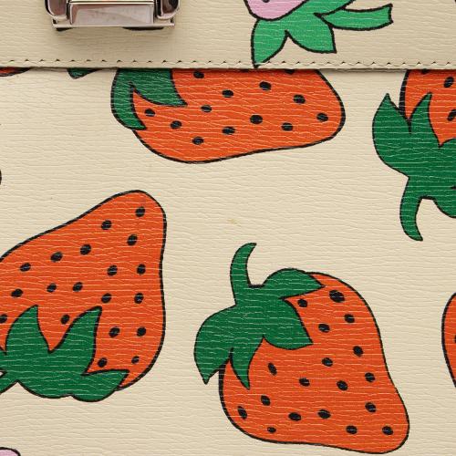 Gucci Printed Leather Strawberry Zumi Medium Tote