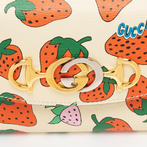 Gucci Printed Leather Strawberry Zumi Mini Shoulder Bag