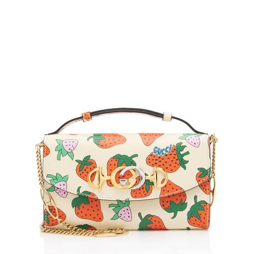 Gucci Printed Leather Strawberry Zumi Mini Shoulder Bag