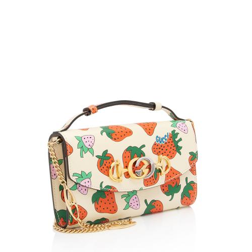 Gucci Printed Leather Strawberry Zumi Mini Shoulder Bag