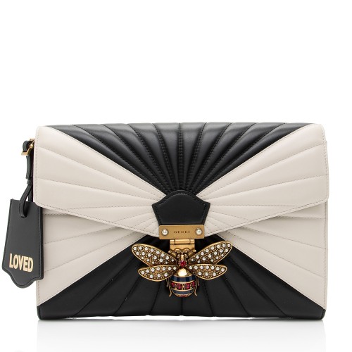 Gucci Quilted Leather Queen Margaret Bee Clutch