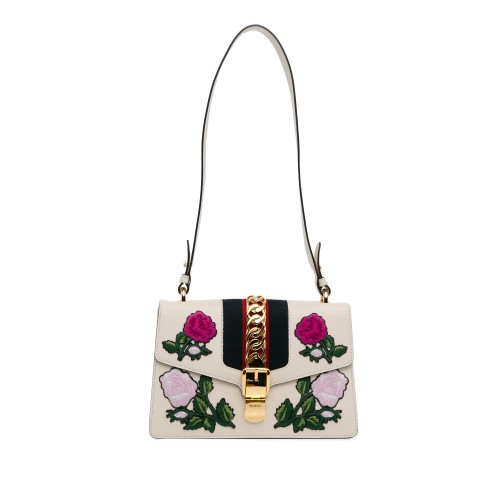 Gucci Small Floral Embroidered Sylvie Crossbody Bag