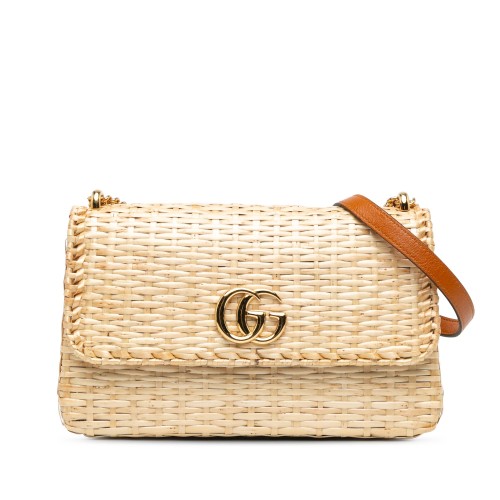 Gucci Small GG Marmont Glazed Wicker Flap