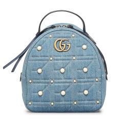 Gucci Small GG Marmont Pearl Denim Backpack