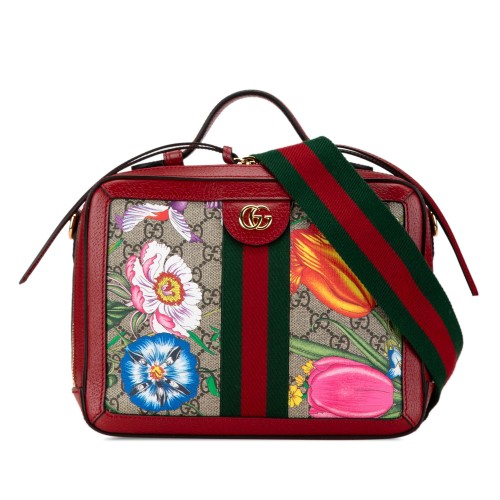 Gucci Small GG Supreme Flora Ophidia Satchel