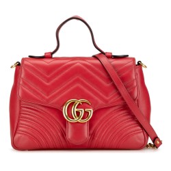 Gucci Small Leather GG Marmont Top Handle Satchel