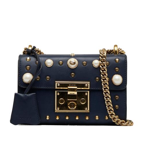 Gucci Small Pearl Studded Padlock Crossbody