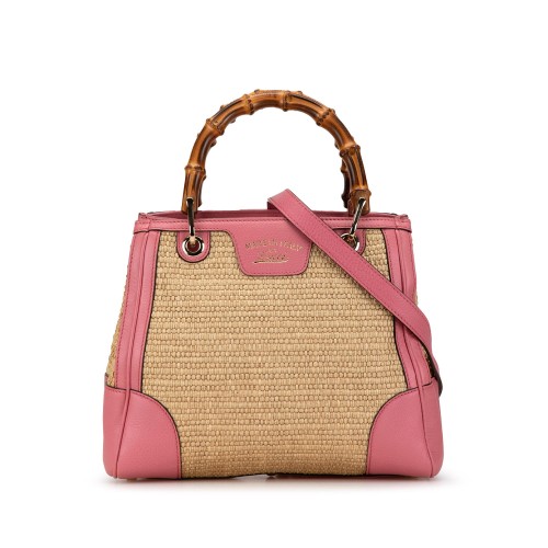 Gucci Small Raffia Bamboo Shopper Tote