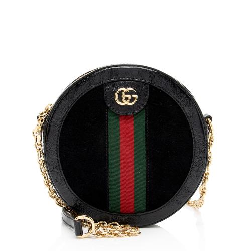 Gucci Suede Ophidia Round Mini Shoulder Bag