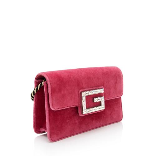 Gucci Velvet Crystal G Shoulder Bag