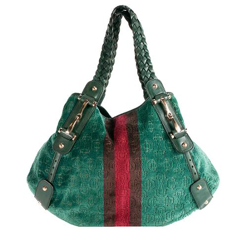 Gucci Velvet Horsebit Pelham Medium Shoulder Bag