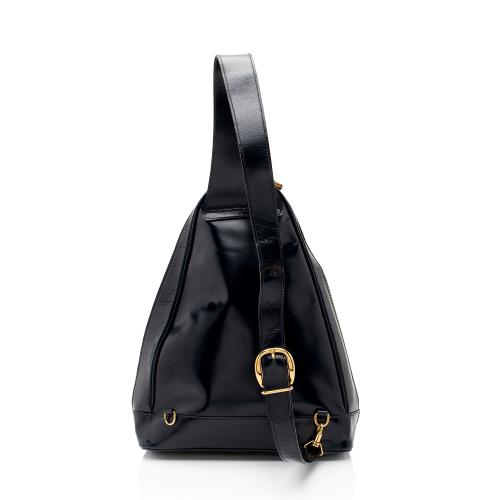 Gucci Vintage Patent Leather Bamboo Sling Backpack