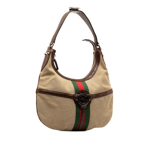 Gucci Web Reins Canvas Hobo Bag