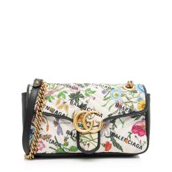 Gucci x Balenciaga Canvas Flora GG Marmont The Hacker Project Small Flap Shoulder Bag