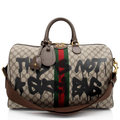 Gucci x Balenciaga GG Supreme The Hacker Project Graffiti Duffle Bag