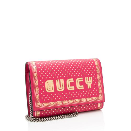 Gucci Calfskin Star Print Guccy Chain Wallet