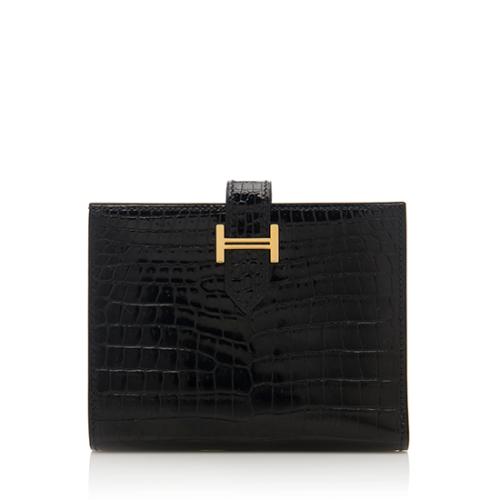 Hermes Croc Bearn Compact Wallet