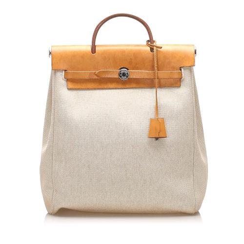 Hermes Herbag Canvas Satchel