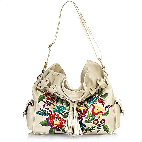 Isabella Fiore Beige Leather deals Hobo Bag