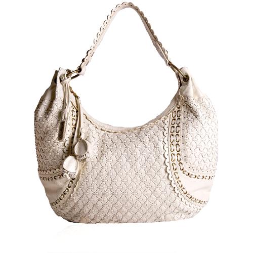 Isabella Fiore Leather Woven Shoulder Handbag