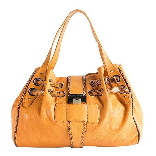 Jimmy Choo Ramona Biker Leather & Snakeskin Hobo Handbag