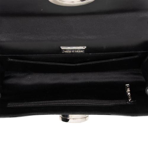 Judith Leiber Patent Leather Crystal Turnlock Clutch