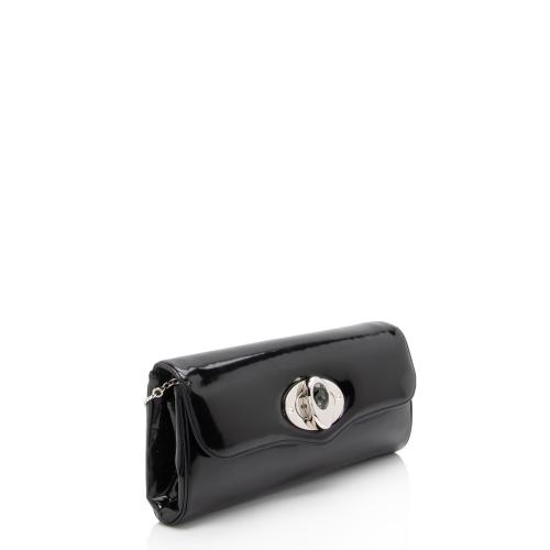 Judith Leiber Patent Leather Crystal Turnlock Clutch