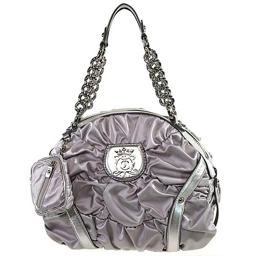 Juicy Couture Metallic Nylon Ruched Bowler Handbag