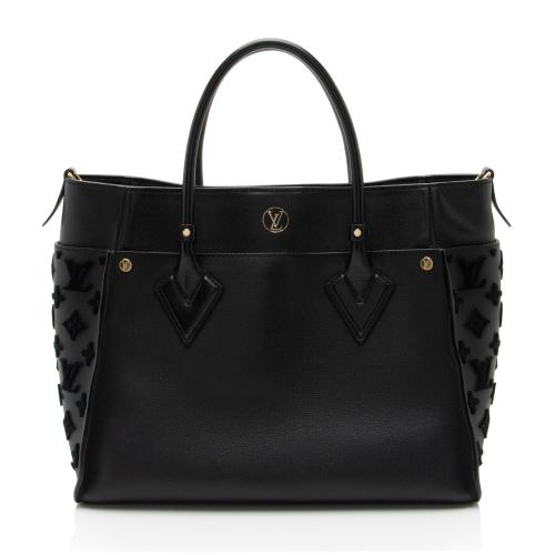 Louis Vuitton Calfskin Tufted Monogram Canvas On My Side MM Tote