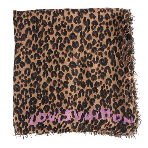 Louis Vuitton Cashmere Silk Stephen Sprouse Leopard Stole Scarf