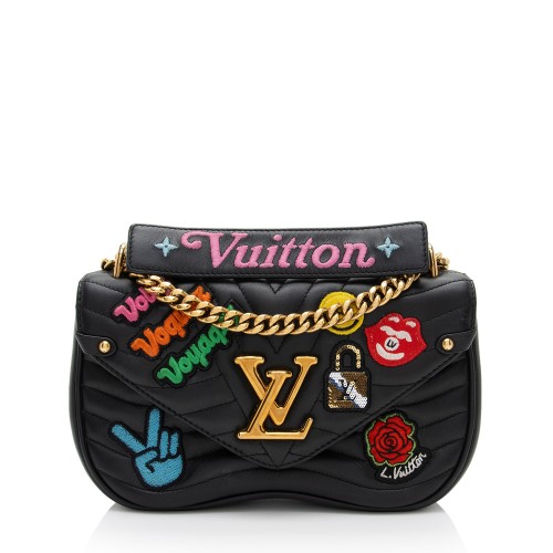 Louis Vuitton Limited Edition Calfskin Patches New Wave Chain MM Shoulder Bag