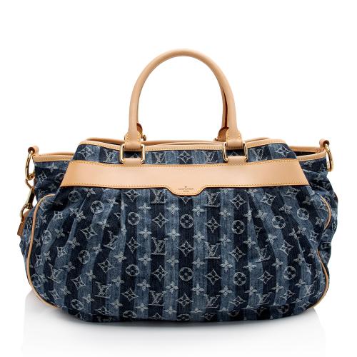 Louis Vuitton Limited Edition Monogram Denim Porte Epaule Raye GM Satchel