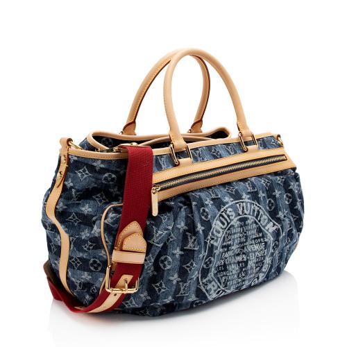 Louis Vuitton Limited Edition Monogram Denim Porte Epaule Raye GM Satchel