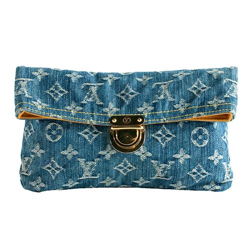 Louis Vuitton Monogram Denim Pochette Plate Clutch