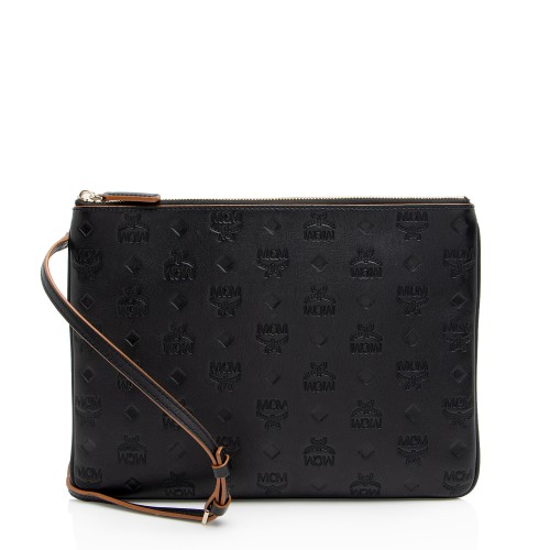 MCM Embossed Leather Aren Medium Crossbody