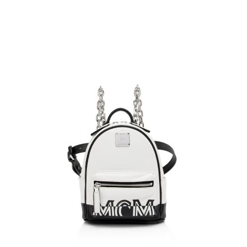 MCM Leather Contrast Logo Mini Crossbody Backpack