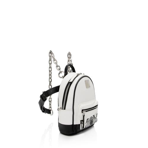 MCM Leather Contrast Logo Mini Crossbody Backpack