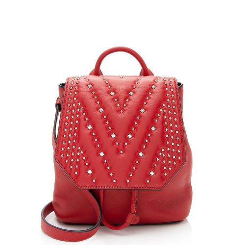 MCM Leather Studded Diamond Disco Mini Backpack