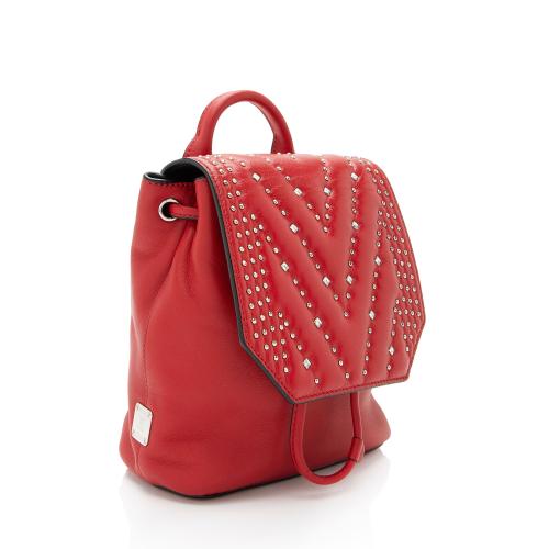 MCM Leather Studded Diamond Disco Mini Backpack