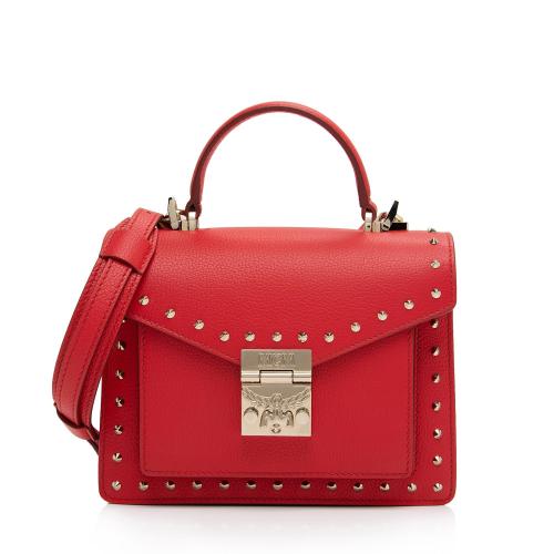 MCM Leather Studded Patricia Small Top Handle