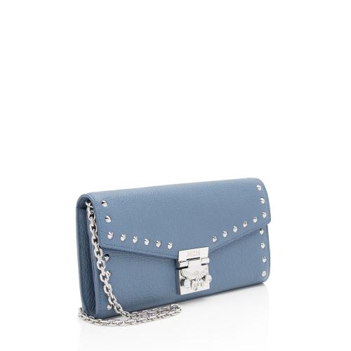 MCM Leather Studded Patricia Wallet on Chain