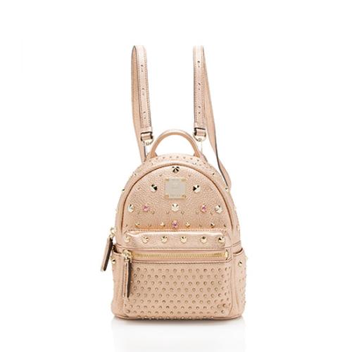 MCM Metallic Leather Stark Special Bebe Boo Mini Backpack